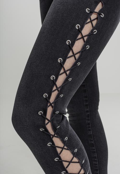Actual product image Urban Classics Ladies Denim Lace Up Skinny Pants (29)