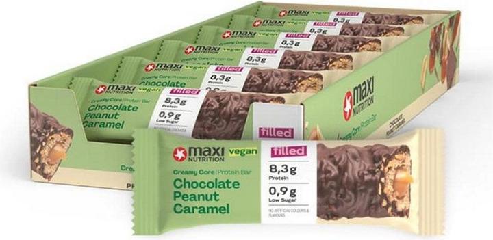 Actual product image Maxi Nutrition MAXI N. Protein Bar 125350 Peanut Caramel Vegan 12x45g (Chocolate, Groundnut, Caramel, 12 pcs., 670 g)