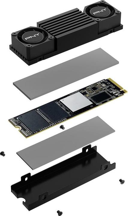 Image du produit PNY CS3150 SSD 1TB M.2 GEN5 NVMe Black Heatsink (1000 Go, M.2 2280)