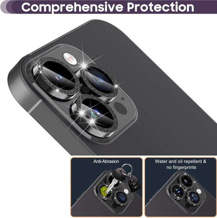 Actual product image Ueli Express Camera armoured glass lens protector glitter (1 Piece, Apple iPhone 16 Pro, Apple iPhone 16 Pro Max)