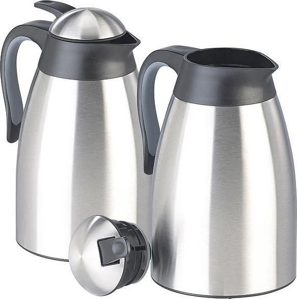 Produktbild Rosenstein & Söhne 2er-Set doppelwandige Edelstahl-Vakuum-Isolierkanne mit Ausgiesstaste (1.50 l)
