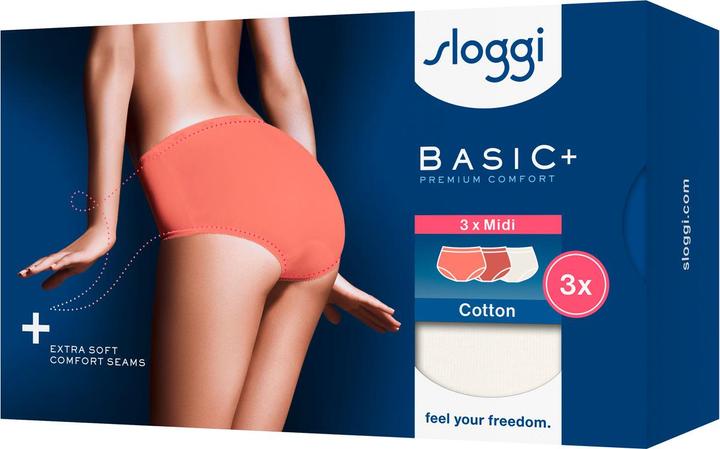Produktbild Sloggi Unterhose BASIC+ MIDI Damen-Slip 3er Pack (44, 3er Pack)