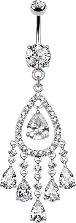 Star Piercing Banane silber mit Anhänger Kronleuchter (Chirurgenstahl 316L, ohne Messing)