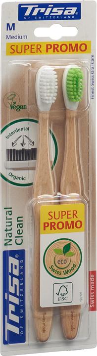 Trisa Natural Clean Holzzahnbürste medium DUO (2 Stk) (Mittel, 2 x)