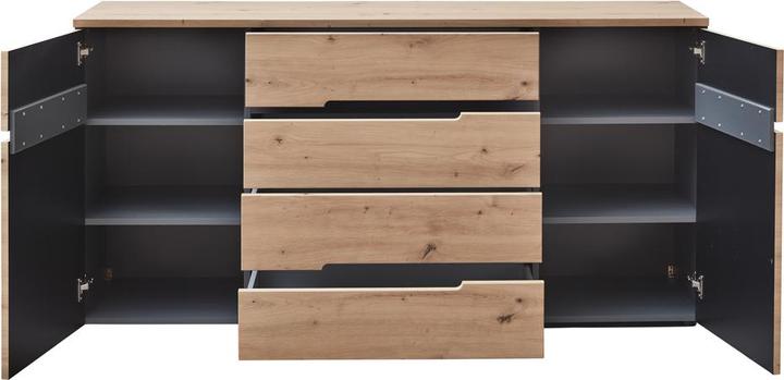 Actual product image Innostyle Memphis sideboard engineered wood Artisan oak look/graphite 165x82x44 cm
