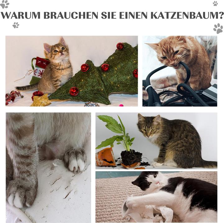 Produktbild PawHut Katzenbaum mit Plüsch (44 cm, Schwarz)