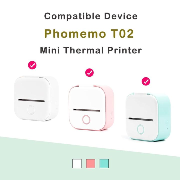 Produktbild Phomemo 3 Rollen Aufkleber Thermopapier für T02 50mm x 3.5m Schwarz auf Weiss 2 Jahre