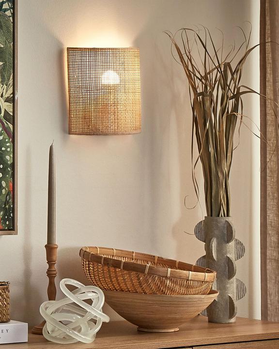 Produktbild Beliani Wandleuchte Rattan naturfarben halbrund CARIO (E14)