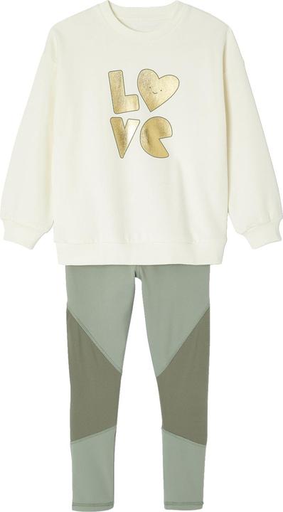 Actual product image Vertbaudet Mädchen Sport-Set: Sweatshirt mit goldener Schrift und Recycling-Polyester & Leggings (92)