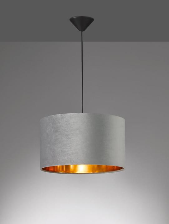 Immagine prodotto Fischer & Honsel Honsel Aura, lampada a sospensione 40cm E27 con paralume in tessuto grigio velluto nero 60083 (E27)