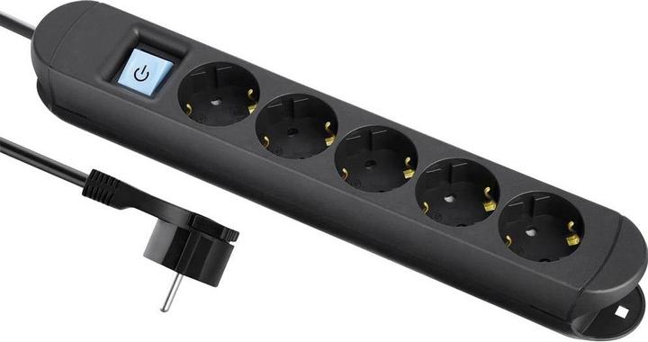 Productafbeelding Maxtrack NV 57-3 L Meervoudige wandcontactdoos met schakelaar Zwart aardcontact 1 st. (5 x, CEE 7/3, 3 m)