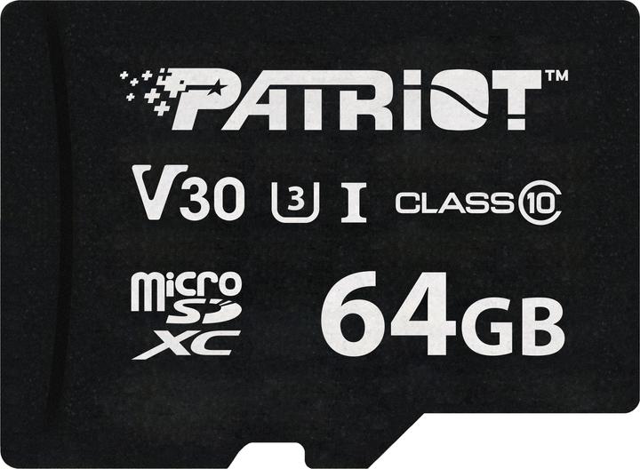 Actual product image Patriot SD Card 64GB VX Series MicroSDXC V30 PS1680 (64 GB, microSDXC, U3, UHS-I)