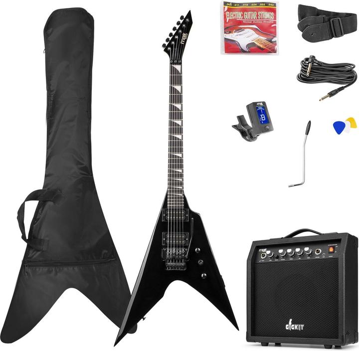 Produktbild Max E-Gitarre GigKit Rock Style Schwarz (E-Gitarren Set, Hals: Linde, Griffbrett: Rosenholz)