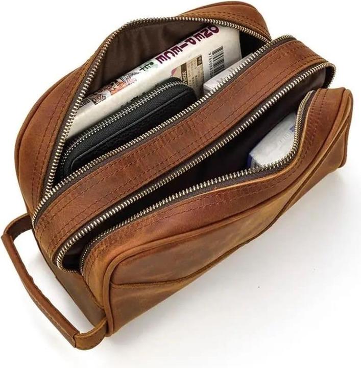 Image du produit Only-Bags.Store Trousse de toilette, sac de voyage en cuir véritable