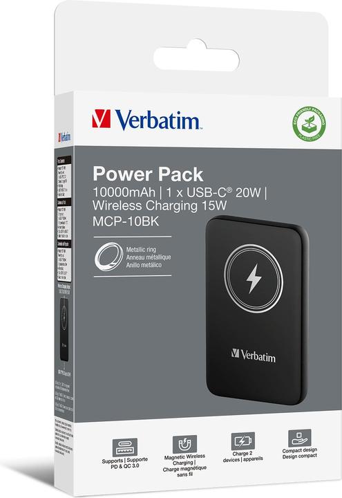 Image du produit Verbatim POWER BANK 10000 NOIR (10000 mAh, 20 W, 37 Wh)