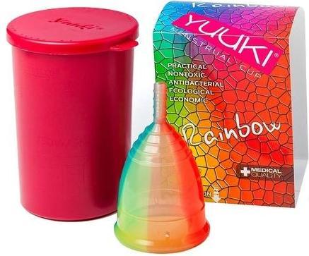 Immagine prodotto BETA Yuuki Soft Rainbow Line Coppetta mestruale grande in silicone per uso medico con coppetta di pulizia (Grande)
