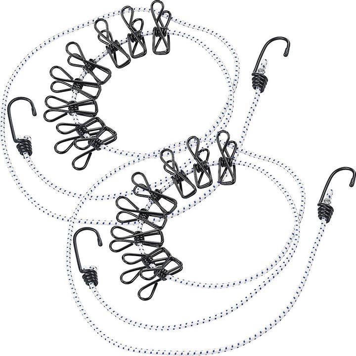 Image du produit Pearl Jeu de 2 cordes à linge flexibles avec 8 piquets enduits, 170-120 cm (1.70 m)