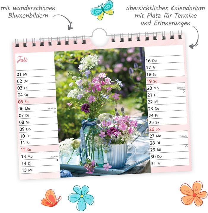 Produktbild Trtsch Notizkalender Querformat Notizkalender Blumen 2026 mit 12 Postkarten (20 x 16 cm, Deutsch)