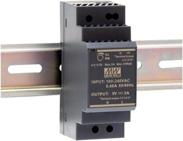 Actual product image MeanWell INDUSTRIAL POWER SUPPLY - 1 OUTPUT - DIN RAIL MOUNTING - 30 W - 24 V - 1.5 A