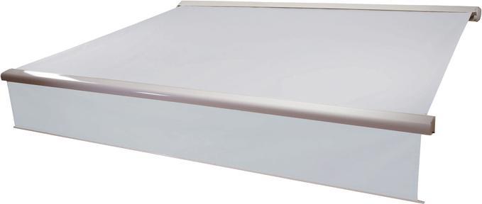 Produktbild Swisshandel24 Elektrische Kassetten-Markise, Vollkassette, 4x3m ausfahrbarer Volant Acryl Creme-weiss - 19577 (4 m)