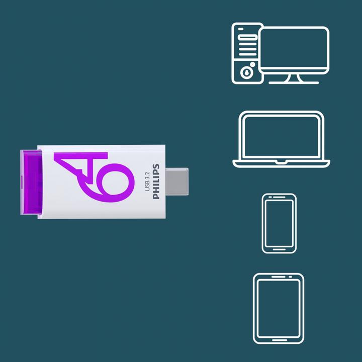 Image du produit Philips USB 3.2 64 Go Click Series Gen 1 USB-C (64 Go, USB-C)