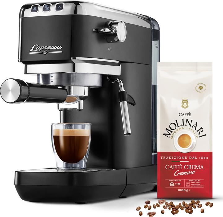 Produktbild Tchibo Siebträger Espressomaschine „Lapressa“ Schwarz Kaffeeprobierpack GRATIS