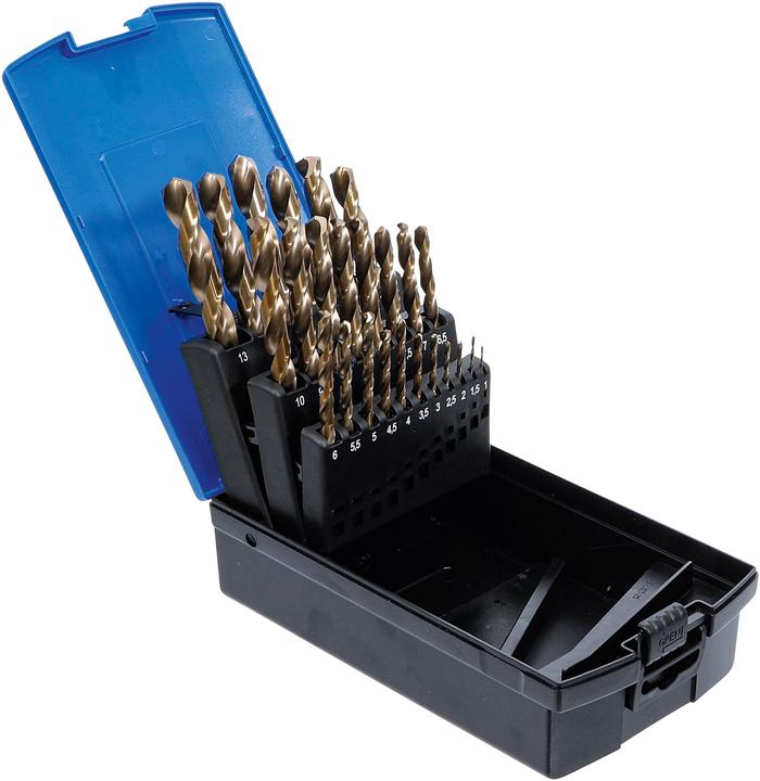 Immagine prodotto BGS Serie di punte elicoidali HSS-G M35 acciaio al cobalto 1 - 13 mm 25 pz. (1 mm - 13 mm)