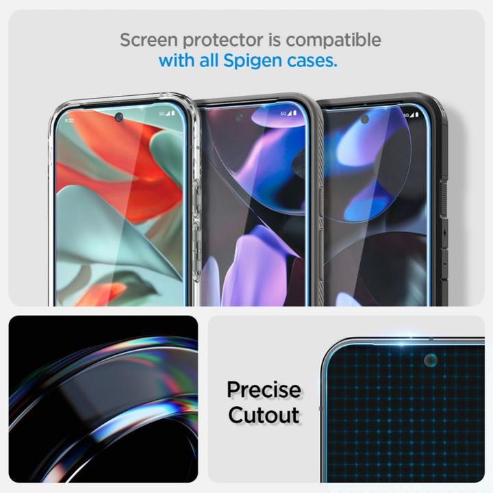 Immagine prodotto Spigen Proteggi schermo in vetro temperato EZ Fit Clear Google Pixel 9/9 Pro 2-Pack (2 Pezzo/i, Google Pixel 9 Pro, Google Pixel 9)