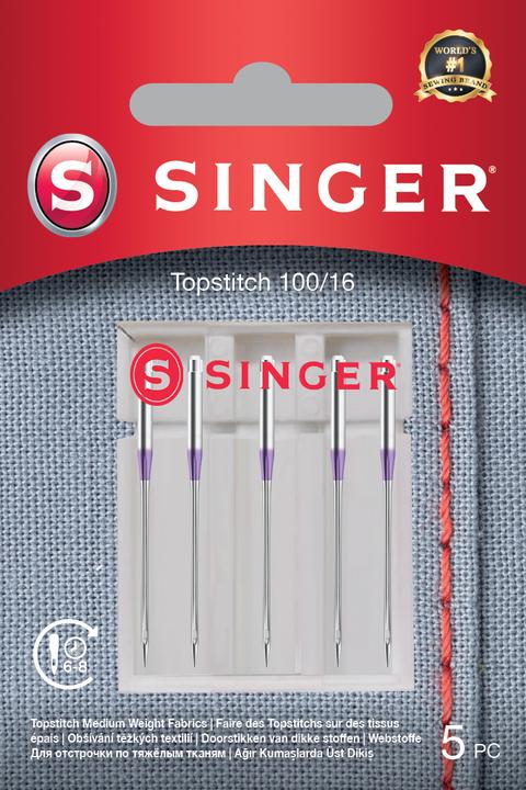 Singer TOPSTITCH sewing machine needle, 100/16, pack of 5