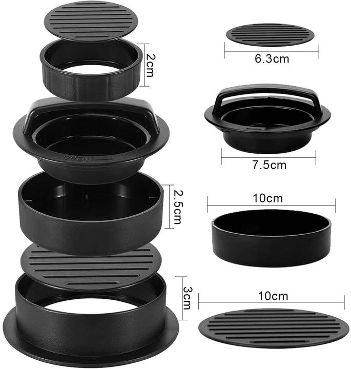 Produktbild PhoneLook 3 in 1 Set Hamburger Former 2 Formgrössen plus 1 Presser für perfekkte Pattys