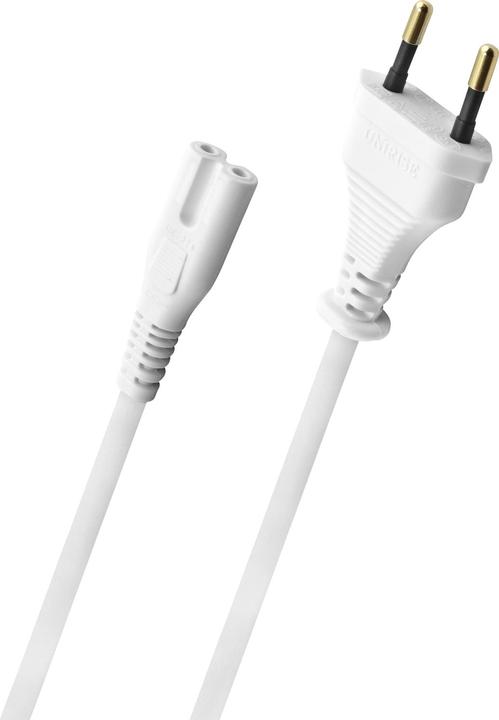 Actual product image Oehlbach Powercord C7/300 - 3m Mains Cable with Euro Flat Plug White (3 m)