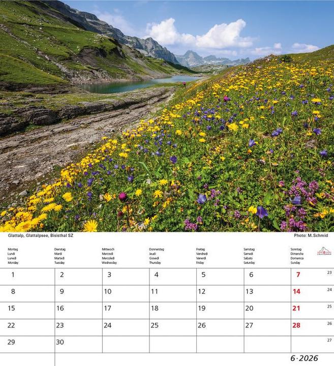 Produktbild Schweiz 21x24 2026 (21 x 24 cm, Harter Einband, Französisch, Deutsch, Italienisch)
