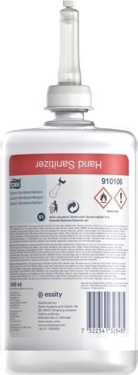 Image du produit Tork Désinfection des mains Salubrin Gel u parfume 70% flaske S1 til dispenser 1 ltr,6 fl x 1
