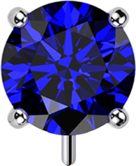 Actual product image Star Piercing Threadless silver thick front set with dark blue crystal (Titanium G23, without brass)