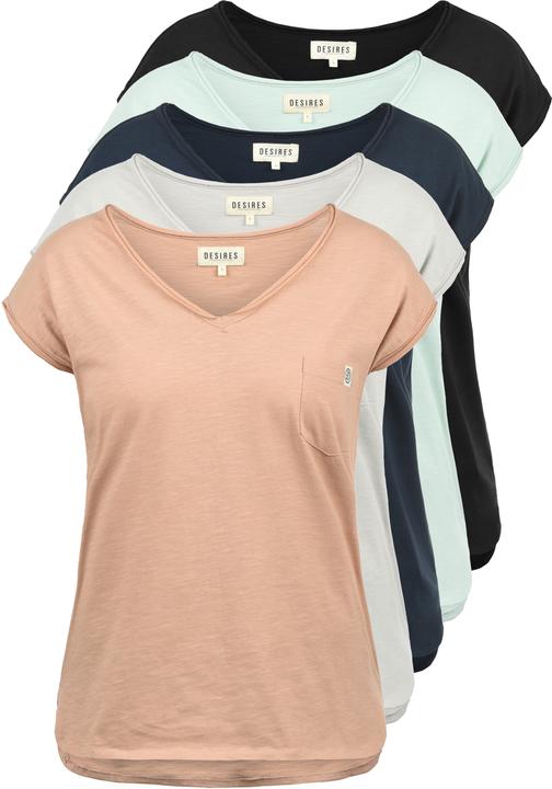 Immagine prodotto Desires Lynn T-Shirt Maglietta A Maniche Corte Da Donna Con Collo A V In Cotone 100% (M)
