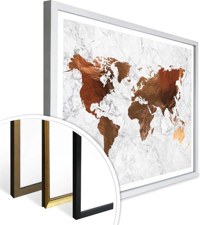 Actual product image Trenddeko Copper optics - world map (80 x 100 cm)
