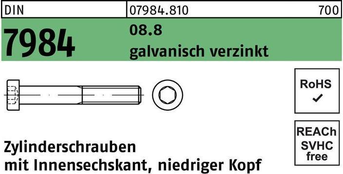 Produktbild Zylinderschraube DIN 7984 m.Innensechskant M 6 x 55 8.8 galvanisch verzinkt (200 Schrauben pro Stück)