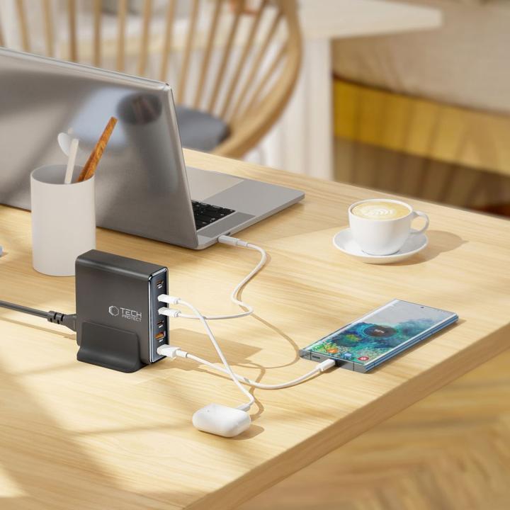 Image du produit Tech-Protect DC80W-GAN 6-PORT PD80W/QC3.0 Charging Station - Black (80 W)