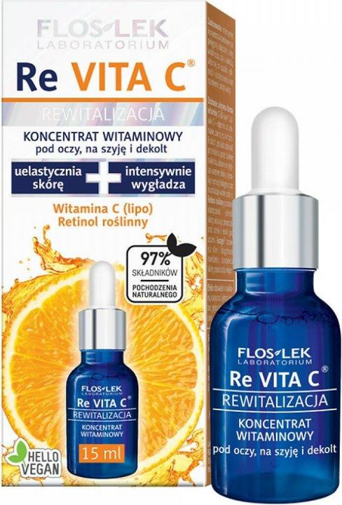 Floslek Re Vita C 40+ vitamin concentrate under the eyes for the neck and neckline 15ml (Gel, 15 ml, Tag + Nacht)