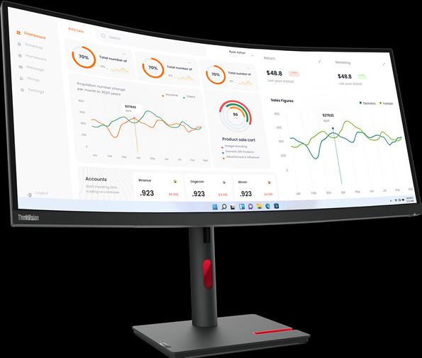 Produktbild Lenovo ThinkVision T34w-30 (3440 x 1440 Pixel, 34")