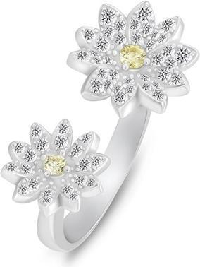 Actual product image Brilio Silver - Sparkling open bicolour ring Flower RI124W - Circuit: 50 mm (50)