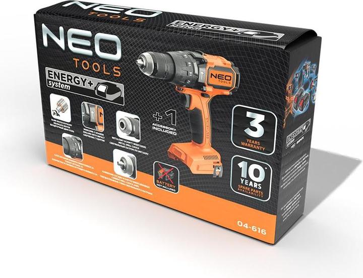 Image du produit Neo Perceuse-visseuse sans balai avec puissance de frappe Energy+ de 100 Nm (Fonctionnement sur batterie)