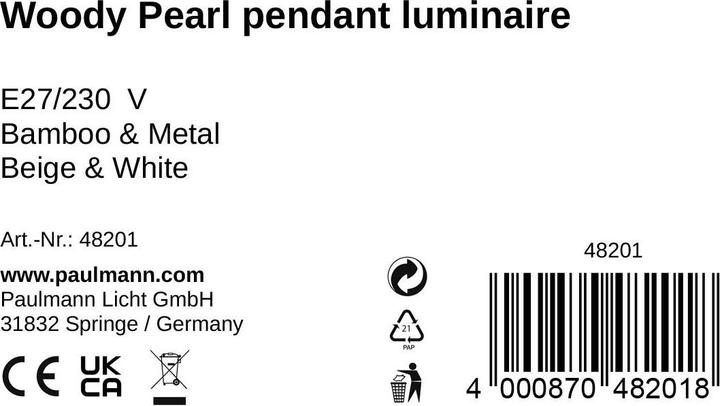 Nährwerte und Zutaten Pauleen Woody Pearl (E27, 0 lm)