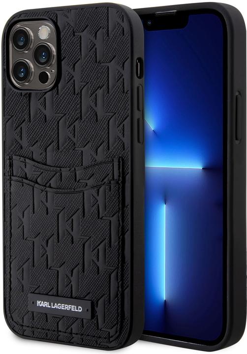 Actual product image Karl Lagerfeld Saffiano Monogram Card Slot Case for iPhone 12|12 Pro Black (Apple iPhone 12)