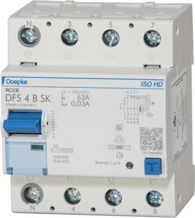 Actual product image Doepke 091348HD DFS 4-pole 40A 0.03A Type B SK N-li HD RCD circuit breaker all-current sensitive