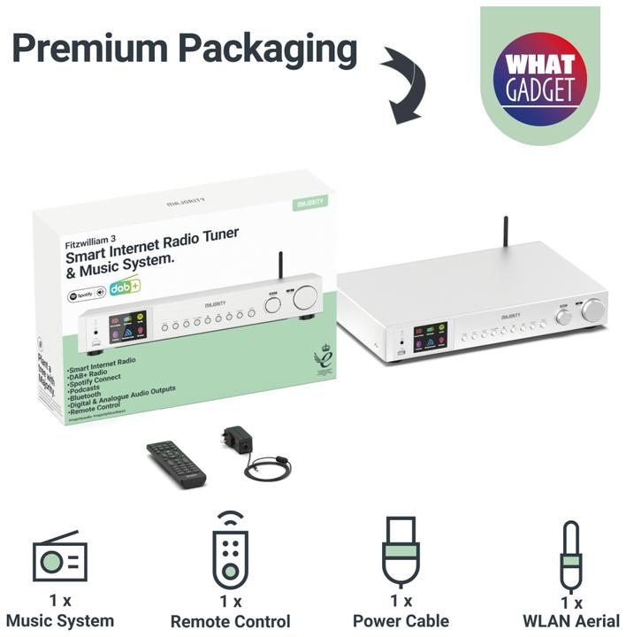 Energy Label Majority Fitzwilliam 3 Silver (Web radio, DAB+, FM, Bluetooth, Wi-Fi)