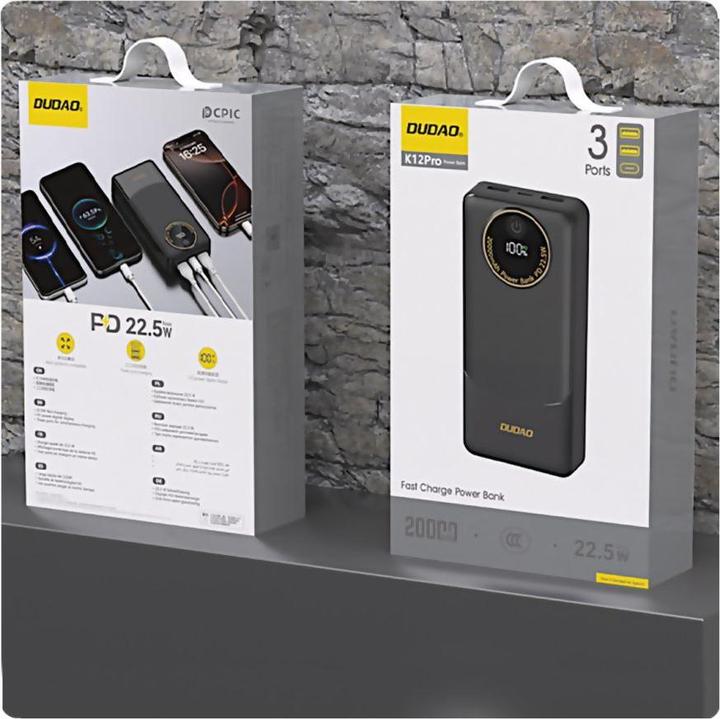 Produktbild Dudao K12 powerbank 20000mAh 22.5W Black (20000 mAh, 22.50 W, 22.50 Wh)