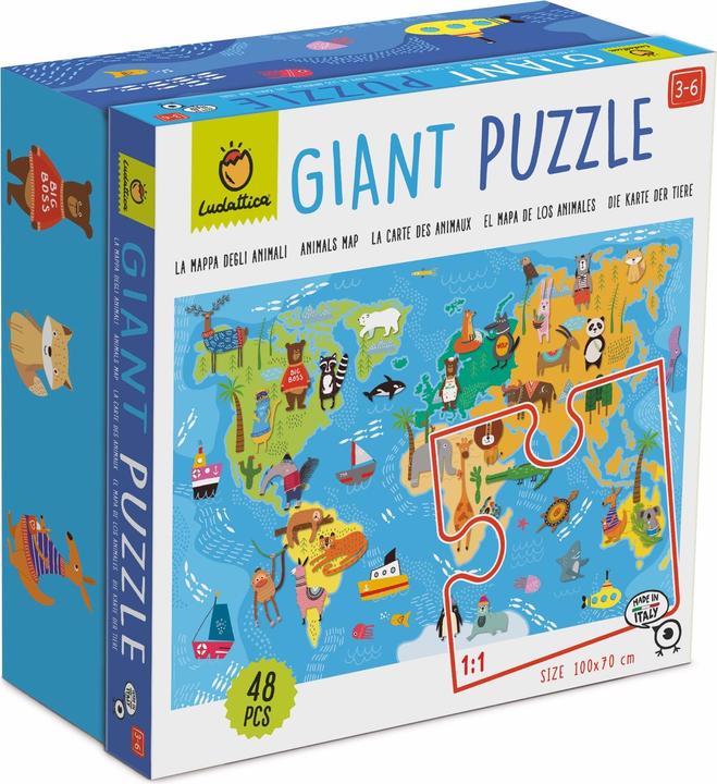 Immagine prodotto Ludattica Puzzle gigante - Mappa del mondo degli animali (48 pezzi) (48 pezzi)