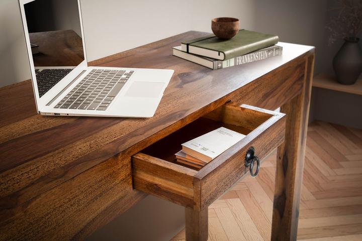 Actual product image FineBuy Desk Office desk 118 cm sheesham solid wood laptop table drawer (118 x 40 x 70 cm)