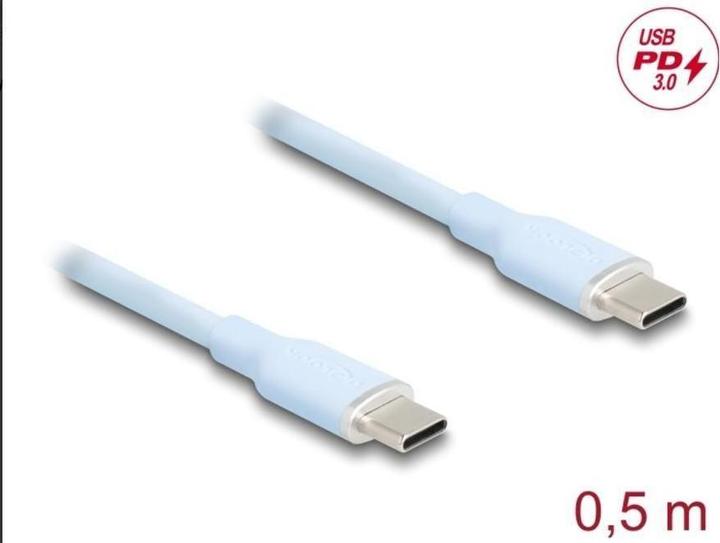 Produktbild Delock 81233 - USB 2.0 Kabel USB Type-C Stecker zu Stecker PD 3.0 60 W 0,5 m blau Siliko (0.50 m, USB 2.0)